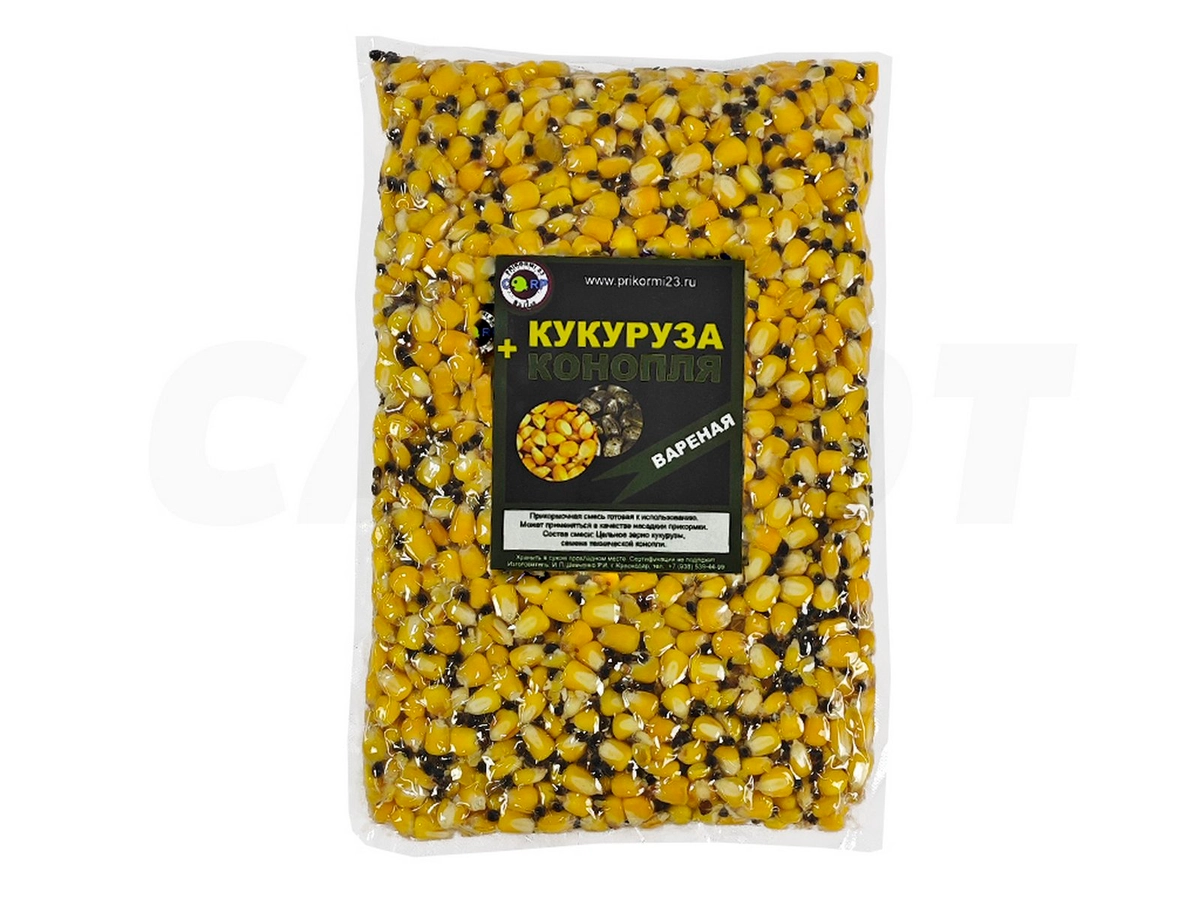 Кукуруза+конопля Prikormi23 вареная  в вакууме 1,0кг