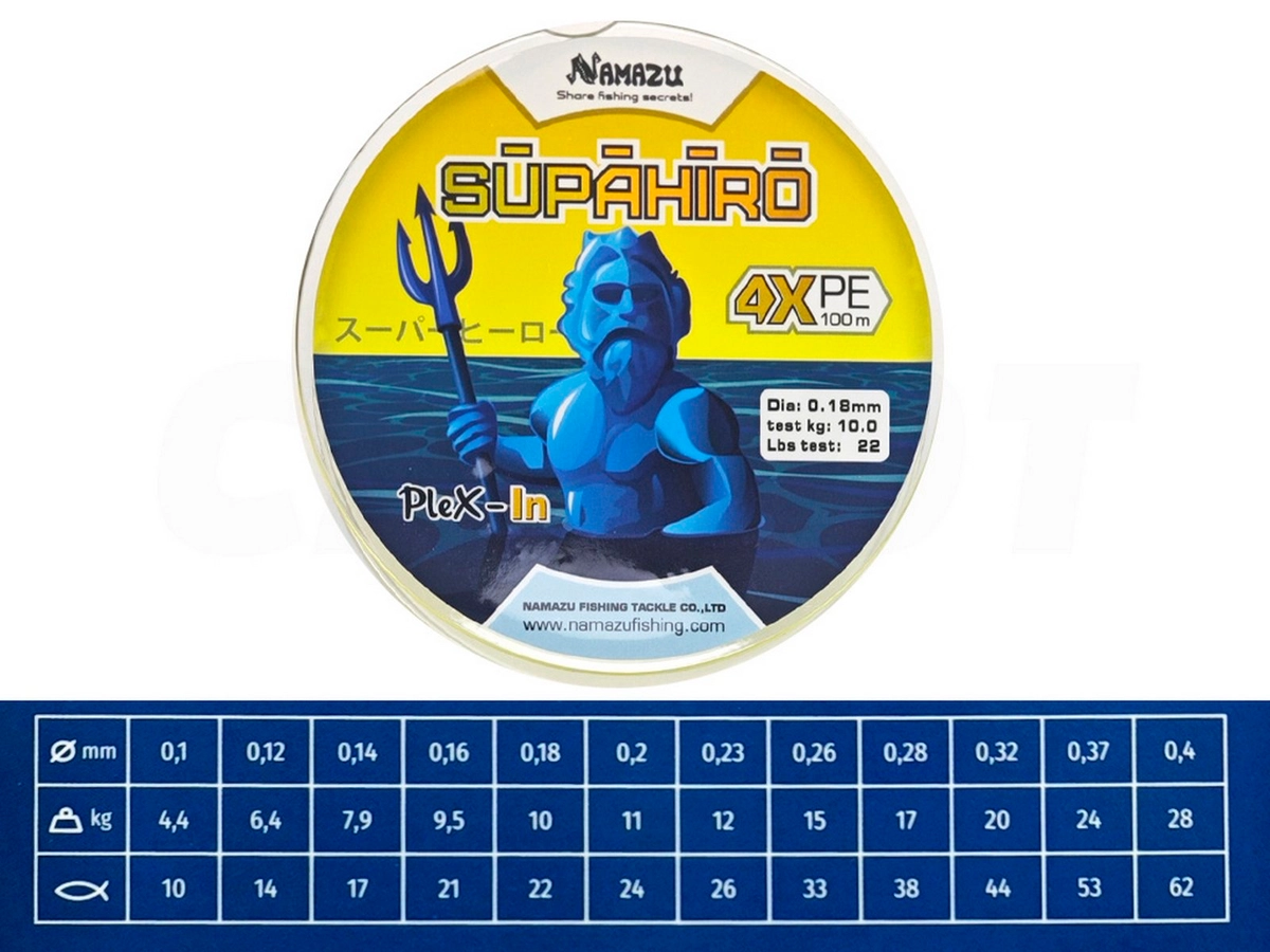 Шнур плетеный Namazu Supahiro 4XPE 100m yellow