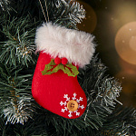 Подвеска новогодняя "Рождественский носок с пуговкой" 6,5х10см (3544155)