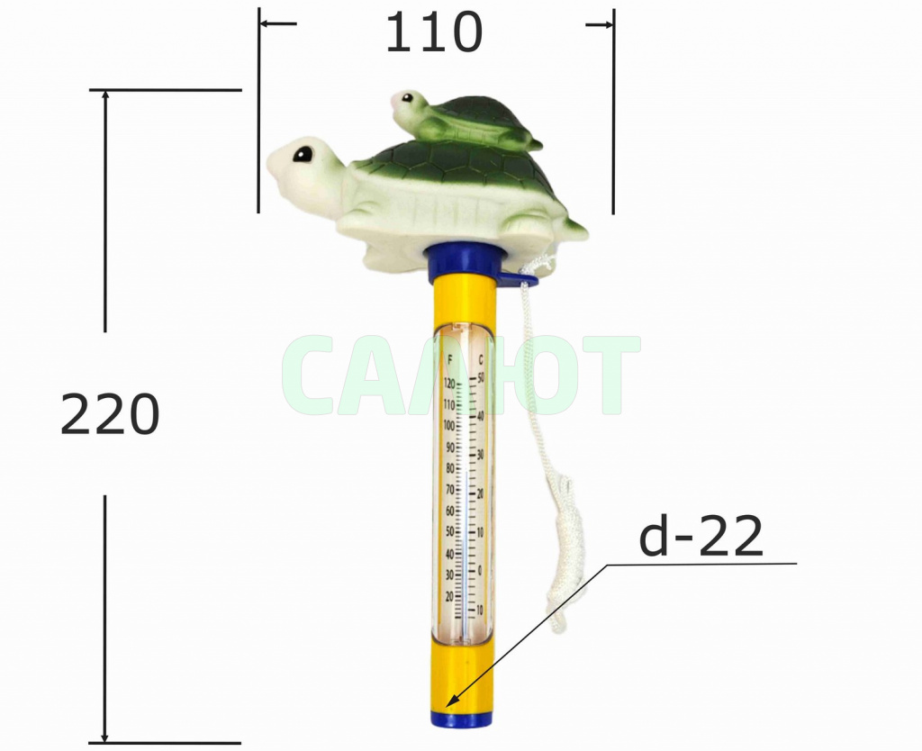 Термометр для бассейна 22,5х9,5х7см Sun24047 черепашки