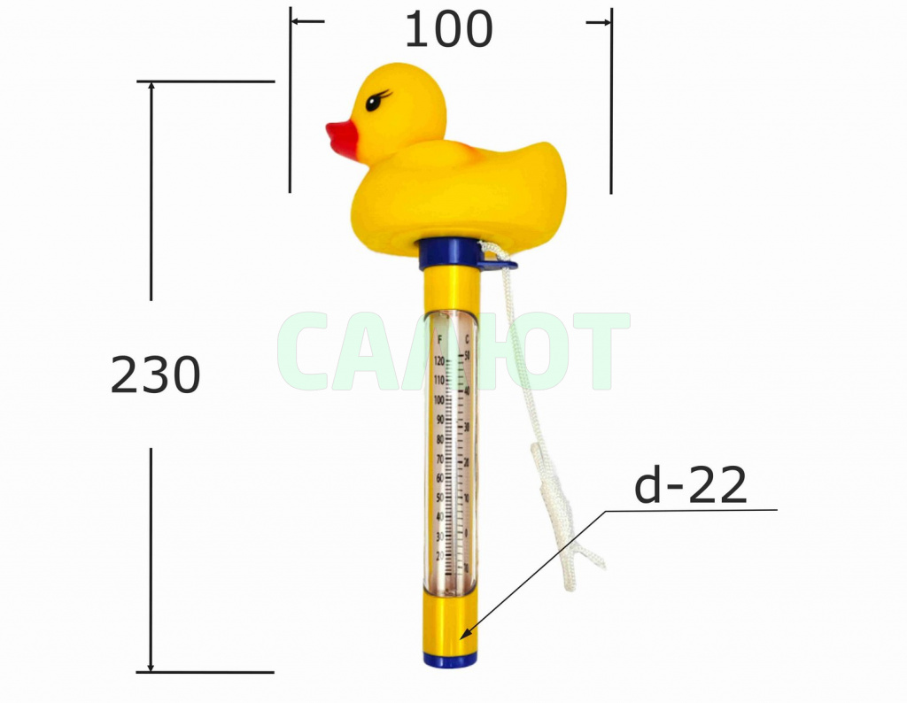 Термометр для бассейна 22,5х9,5х7см Sun24047 утенок