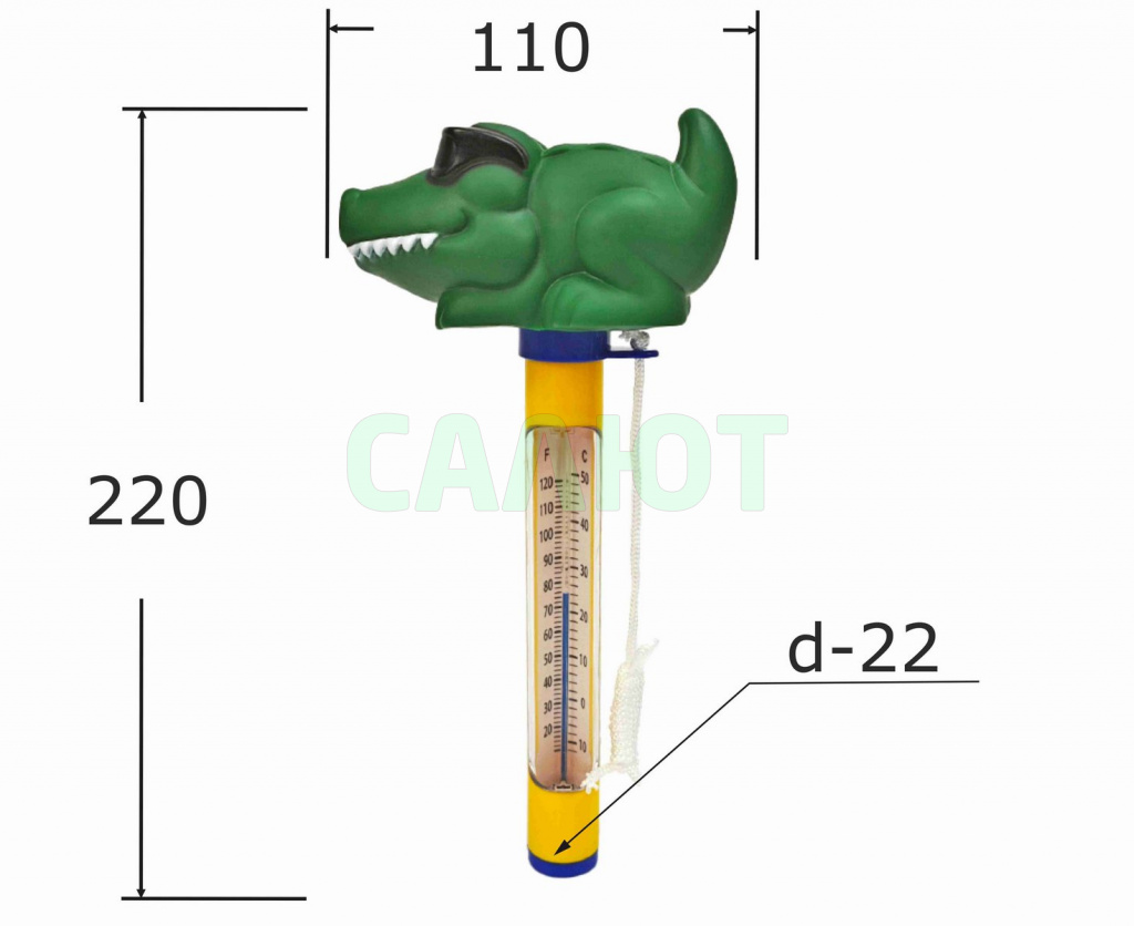 Термометр для бассейна 22,5х10х6см Sun24048 крокодил