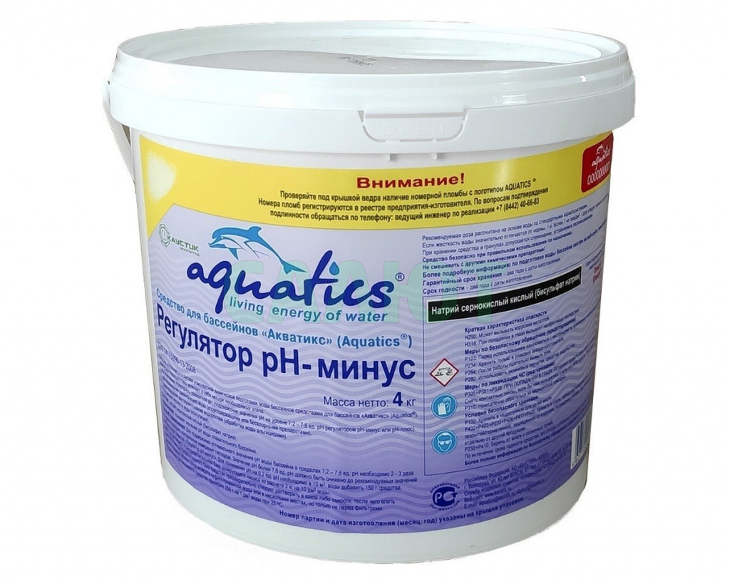 ph минус гранулы Aquatics 4кг.