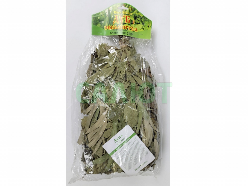 Веник дубовый "Экстра" с эвкалиптом в упаковке